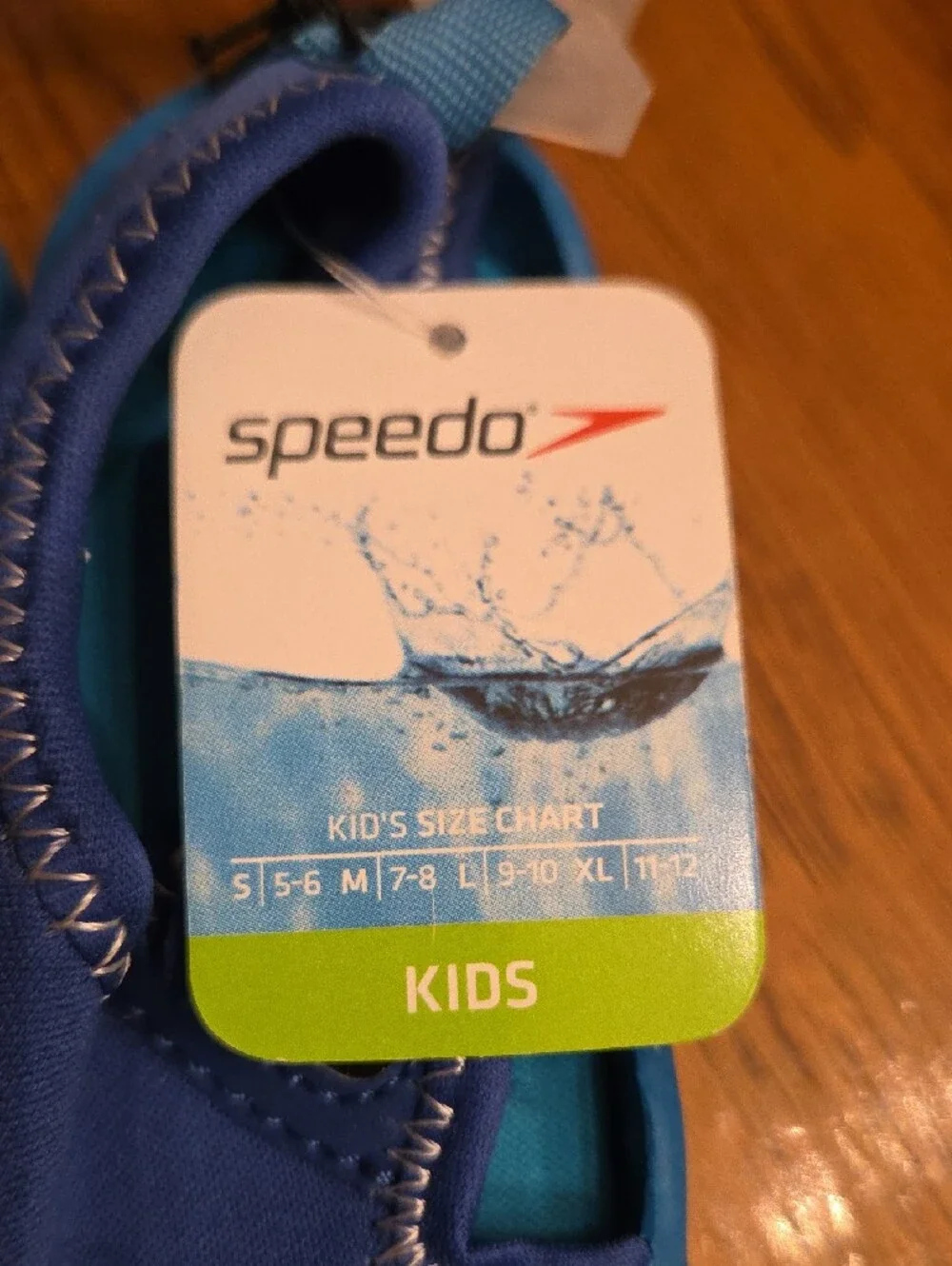Speedo Kids Blue and Teal Water Shoes with Hook-and-Loop Strap